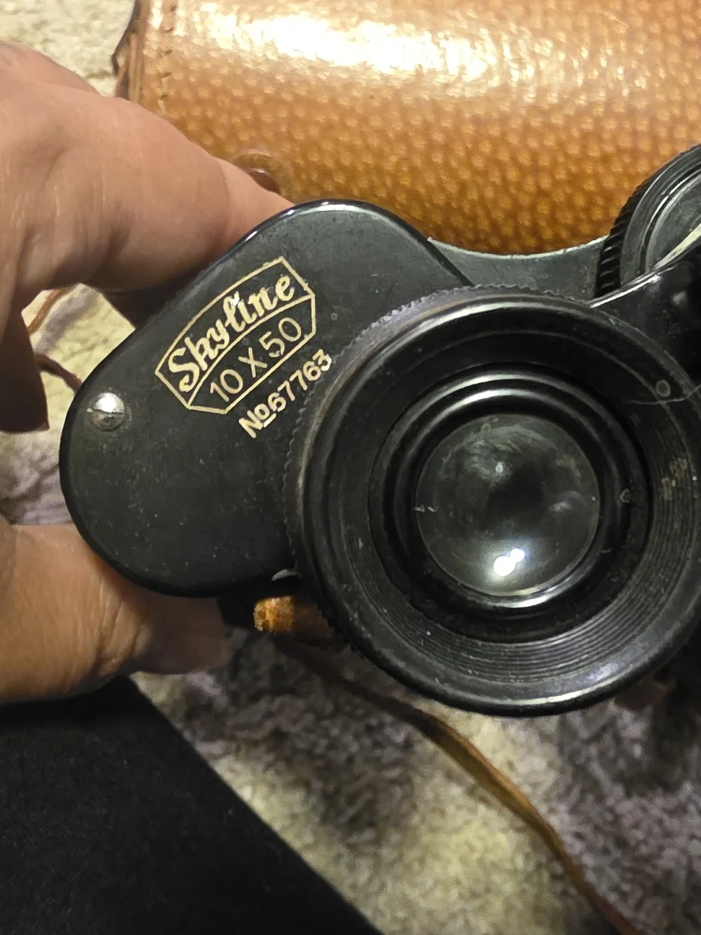 Vintage Skyline 10x50 binoculars with a serial number of No.67763 W/Leather Case